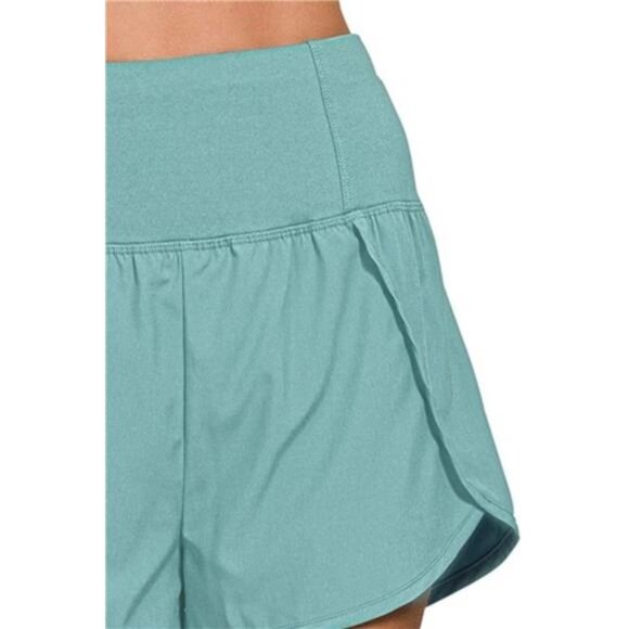 Zenana High Waisted Zippered Back Pocket Running Shorts - Picture 2 of 3